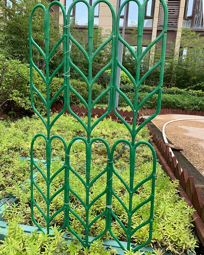 Garden Trellis for Climbing Plants 6 PCS Plastic Indoor Trellis for Potted Plants Green Stackable Mini Climbing Plant Stupport DIY Flower Pot Support for Pea Vegetable Clematis (6 Packs)