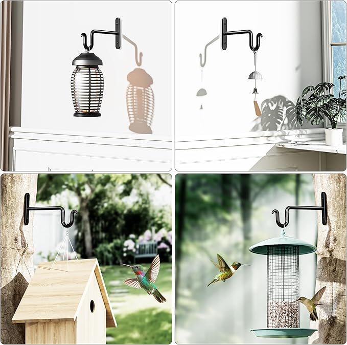 6 Inch Hanging Plant Brackets - 2 Pack Plant Hook for Hanging Plants, Plant Hanger for Hanging Bird Feeders, Flower Baskets, Wind Chimes, Lanterns, Indoor or Outdoor.