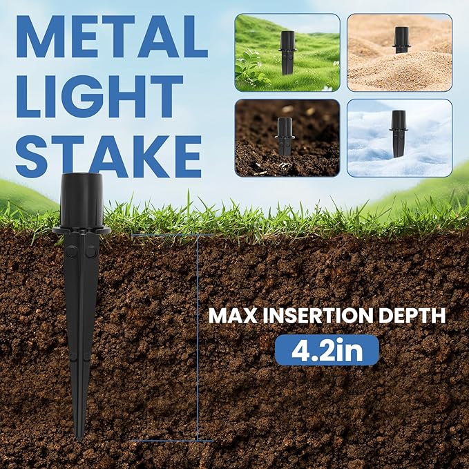 12 Sets Metal Replacement Stakes for Solar Lights, 0.78" x 5.35" Solar Outdoor Ground Spikes for Pathway Lights, Garden Landscape, Yard & Patio Lamps
