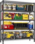 IZEUK 5-Tier Adjustable Heavy Duty Metal Storage Shelving Unit, Wide Utility Rack Organizer for Garage, Basement, Kitchen, Office, Warehouse (Black, 17.7" D x 59.1" W x 70.9" H)