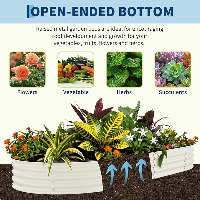 Garvee Galvanized Raised Garden Bed Outdoor, 10x4x1.5 ft Metal Planter Box for Flowers Vegetables, Rust-Resistant Raised Garden Beds for Gardening, Easy Assembly Outdoor Garden Box & Planters, Beige