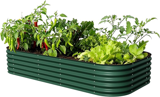 Vego garden Raised Garden Bed Kit, 17" Tall 10 in 1 Jumbo Modular Raised Garden Beds Metal Planter Box for Vegetables, Flowers, Herbs, British Green