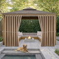Waterproof Outdoor Curtain W105 x L108 - Grommet Top Sunlight Blocking Window Treatment Drapes Blackout Curtains for Home Bedroom Living Room Outdoor Patio Porch Pergola, Camel Brown, 2 Panels