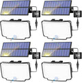 Peasur 4 Pack Solar Motion Lights Outdoor, 318 LED Solar Security Light with 3 Modes, IP65 Waterproof Powered Flood Lights for Outside Garden Patio Garage Yard Backyard