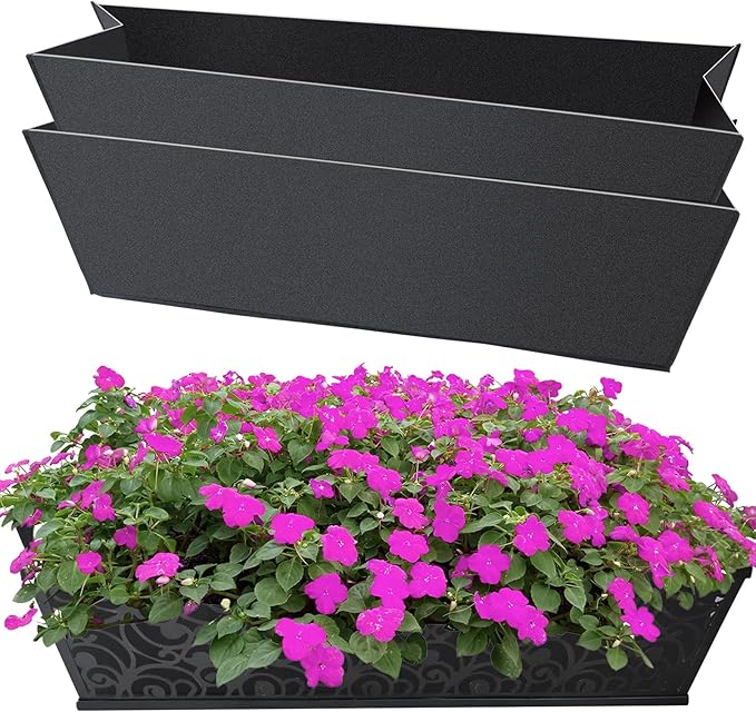 2PCS 30Inch Rectangle Window Box Liner Felt Planter Basket Liner Insert Black Plant Container Liners Non Woven Fabric Liner for Garden Fence Wall Railing Hanging Flower Pot - Avoid Bird Nesting