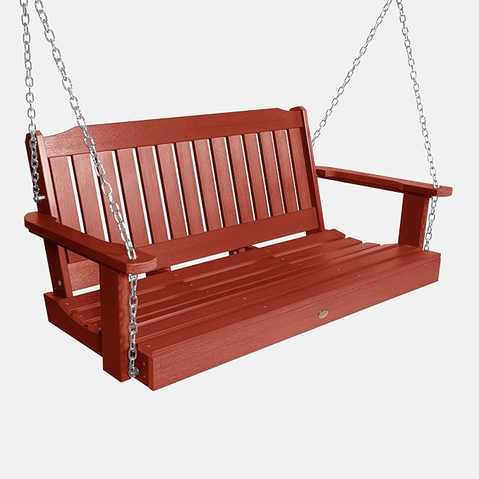 Highwood Lehigh Porch Swing, 4 Feet, Rustic Red