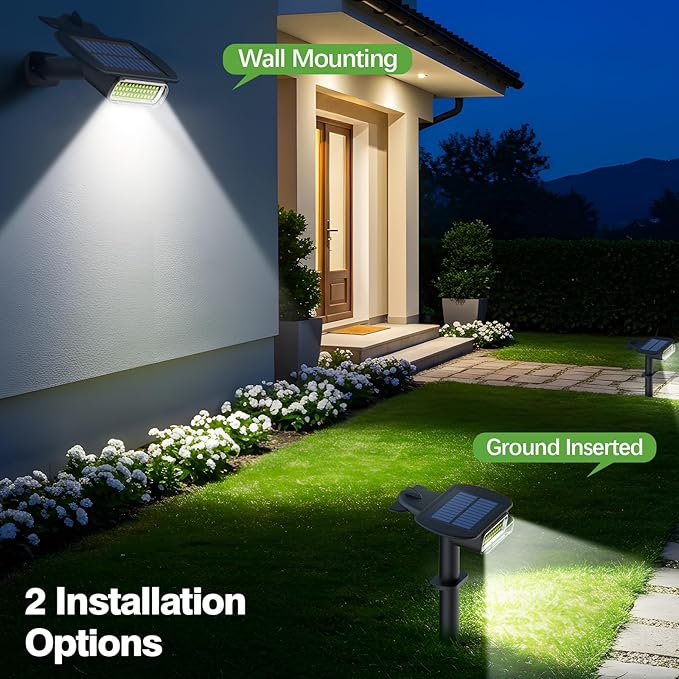 4 Pack Solar Spot Lights Outdoor Waterproof IP68, Auto On/Off Bright Solar Powered Spotlights with Wall Mount & Ground 2 IN 1, Adjustable Solar Landscape Lights for Outside Yard Garden Pathway