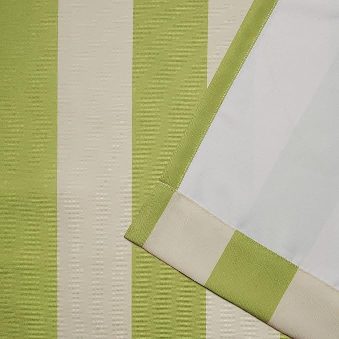 Exclusive Home Canopy Stripe Indoor/Outdoor Grommet Top Curtain Panel, 54"x96", Kiwi / Sand, Set of 2