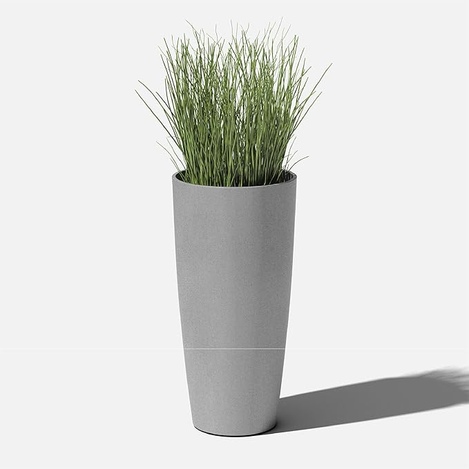 Veradek Mason Series Vega Planter - Round Tall Planter for Indoor or Outdoor Porch/Patio | Made from Plastic-Stone Composite with Drainage Holes | Modern Décor for, Flowers, Interior Plants