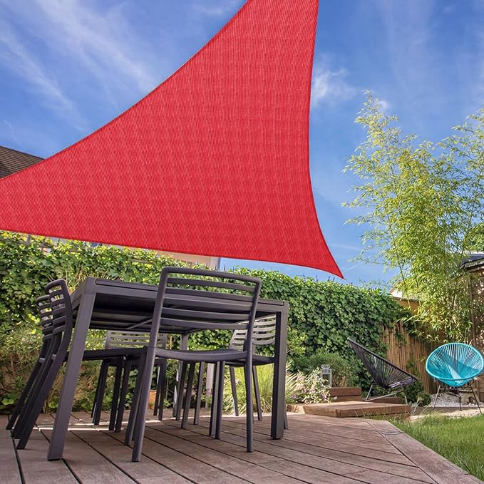 E&K Sunrise 26' x 26' x 26' Sun Shade Sail Triangle Canopy Shade Cover UV Block for Patio Backyard Garden Outdoor (Red)
