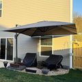 PURPLE LEAF 10' X 13' Rectangle Patio Umbrella with Base Outdoor Large Aluminum Cantilever Umbrella with 3-Year Fade Resistance Recycled Fabric and 360-degree Rotation for Deck Pool Garden, Mist Grey