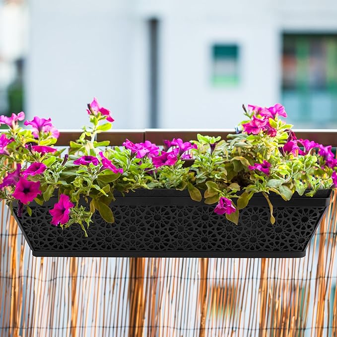 Adnee 2 Pcs 30 Inch Fabric Plant Window Box Liners-Rectangular Non-Woven Planter Basket Liner-Black Felt Flower Hanging Basket for Outdoor Garden Wall Hanging Planter Flower Vegetables