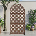 Casaphoria 72" H x 35" W Arched Metal Privacy Screen - Elegant Freestanding Outdoor Screen for Deck, Patio & Balcony - Versatile Decorative Privacy Panels for Home & Garden Use (Brown-Laurence)