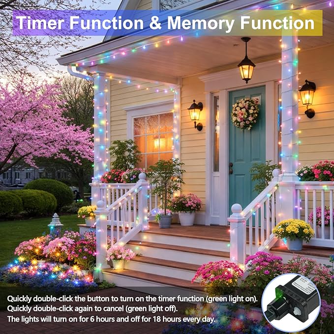 Connectable 200 LED Easter Lights Indoor Outdoor with Timer, 66FT 13 Modes Easter Pastel Lights Multicolor Lights, Waterproof Twinkle Fairy Lights Plug in Clear Wire for Christmas Bedroom Easter Decor
