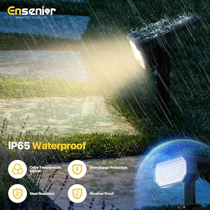 Ensenior Solar Spotlights Outdoor, 56 LEDs Brightness Adjustable 3000K LED Solar Garden Lights, Halloween Christmas Landscape Lighting for Flag/Yard/Pathway, IP65 Waterproof - 4 Pack