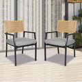 Grand Patio Outdoor Dining Chair Set of 2, 2-Piece Stackable Wicker Chairs with Cushions and Armrest for Restaurant, Garden, Porch, Lawn and Poolside