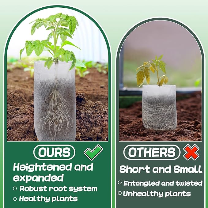Cosweet 13.5''H Deep Nursery Grow Bags, Biodegradable Non-Woven Fabric Planting Pots for Indoor and Outdoor Garden Growing Seedlings Vegetables Flowers Fruits (60 PCS)