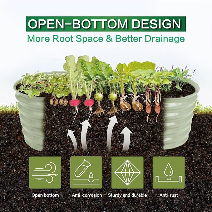 Gardmax Galvanized Raised Garden Bed, Lightweight Planter Boxes Outdoor with Easy Assembly, Large Garden Bed for Vegetables, Fruits, Flower Milk White 8FT