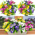 Pansies Artificial Flowers for Outdoors UV Resistant 12 Bundles Silk Pansy Plastic Fake Plants Flowers for Home Outside Garden Window Box Patio Planter Porch Decor (Mixed Color1)