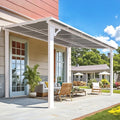 AECOJOY 12' x 8' Outdoor Gazebo Pergola for Patio, Large White Hardtop Lean to 8x12 Gazebo Shelter Pergolas and Gazebos Clearance with Patio Roof, Wall-Mounted Heavy Duty Awnings for Backyard