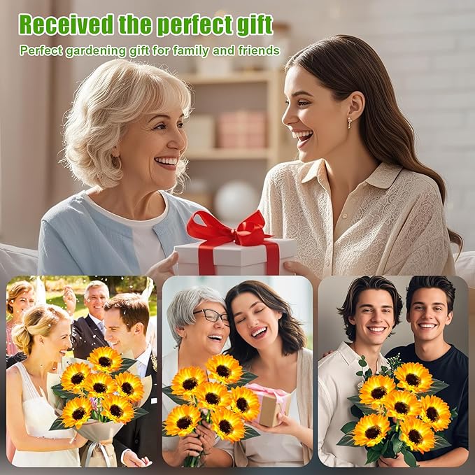 Sunflower Solar Lights Outdoor Decor, 6 Pack Solar Garden Decor Waterproof Solar Sunflower Outdoor Lights for Garden Patio,Flower Bed, Pathway, Gift for Women, Mom, Grandma (6 Pack)
