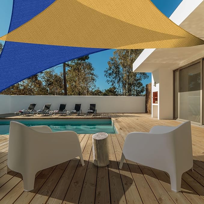 AsterOutdoor Sun Shade Sail Triangle 10' x 10' x 10' UV Block Canopy for Patio Backyard Lawn Garden Outdoor Activities, Graphite