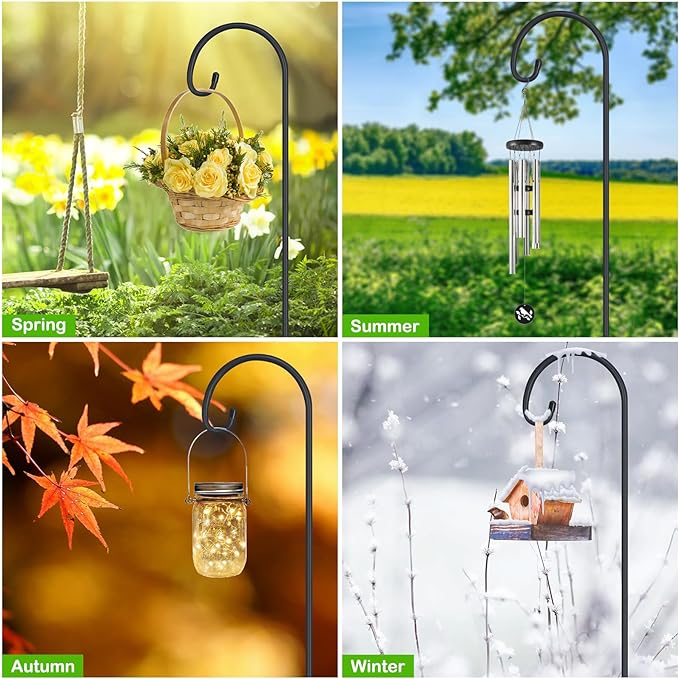 FEED GARDEN Adjustable 32 Inch Small Shepherd Hooks for Outdoor, Garden Hooks for Lanterns, Sheperd Hook for Hanging Plants, Bird Feeders, Solar Lights, Mason Jars, Weddings Decor,1 Pack