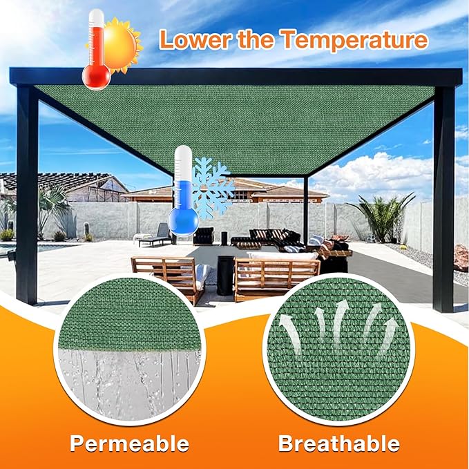 Artpuch Outdoor Pergola Shade Cover 8' X 12' Sun Shade Cloth with Grommets, 90% UV Protection Canopy Patio Privacy Screen (Customized Available) GN107, Green