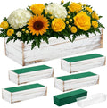 Dandat 5 Set Wood Boxes for Centerpieces 12x4 Inch Rectangle Wooden Planter Box Rustic Wooden Planters with Removable Plastic Liner Floral Foam Blocks for Christmas Wedding Home Garden Decor(White)
