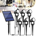 T-SUNUS Christmas Solar Garden Spotlight Outdoor 6-in-1 White Landscape Spot Lights IP65 Waterproof Separated Panel Dusk to Dawn 6000K Spotlights for Tree Yard Driveway Pathway Porch Walkway Halloween