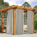 NICETOWN 2 Panels Privacy Outdoor Curtains for Patio Waterproof, Thermal Insulated Windproof Pocket & Back Tab on Top and Bottom Light & Cold Blocking Drapes with Fixed Rope for Porch, W52 x L108