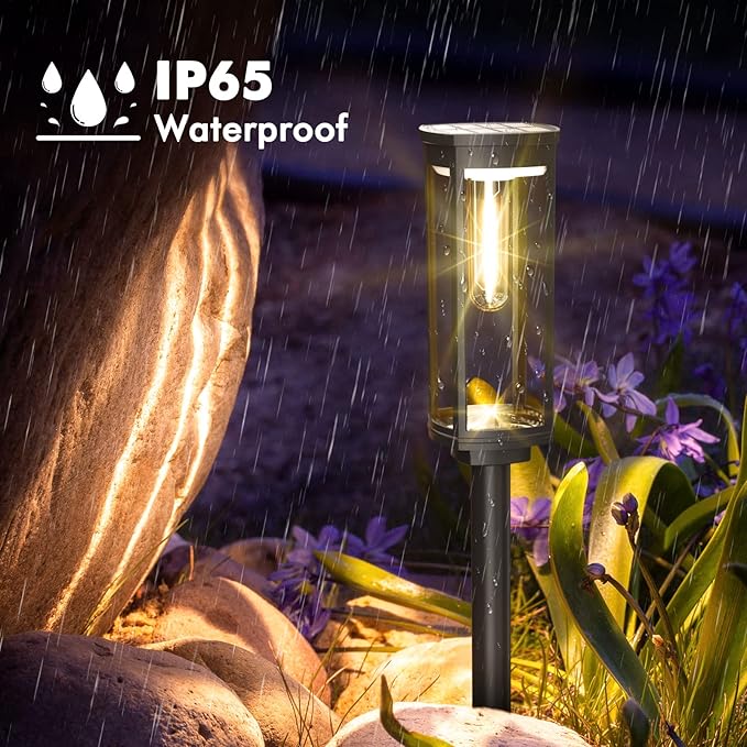 Solar Pathway Lights Outdoor 4 Packs, Bright Solar Path Light Outside Waterproof, Solar Garden Decorative Solar Powered Landscape Lights for Walkway Driveway Lawn Patio Sidewalk Yard Decor