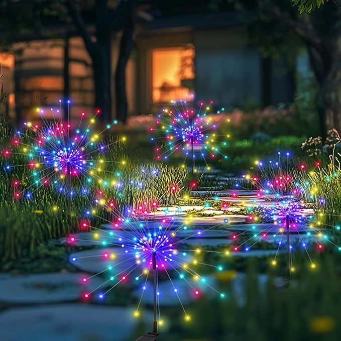 Garden Decor Solar Lights Outdoor,120LED Waterproof Colorful Solar Fairy Garden Lights for Outdoor Decoration,Yard, Patio, Porch,Flower Pot,Pathway,Christmas (4Pack)