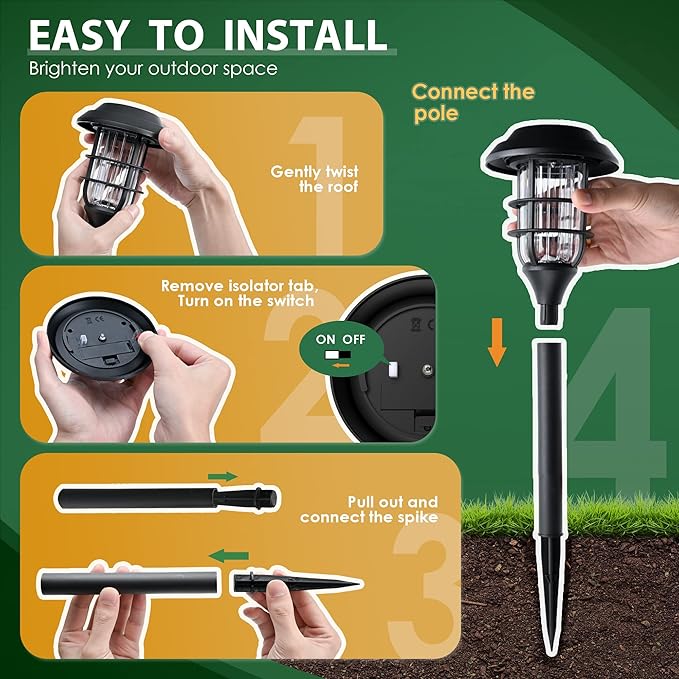 SOLPEX Solar Lights for Outside, Solar Outdoor Pathway Garden Lights Waterproof, Solar Powered Landscape Lighting for Yard, Garden, Pathway, Patio, Porch, Walkway, Driveway, 12 Pack(Cold White)