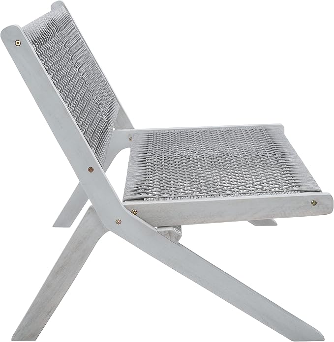 SAFAVIEH Outdoor Collection Kobina Grey Acacia Wood/Grey Rope Foldable Bench (Fully Assembled)