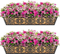 2 Pack 30 Inch Window Boxes Planters Railing Planter Box with Adjustable Brackets & Coco Liners Fabric Plant Grow Bags Deck Railing Planter Boxes Balcony Hanging Flower Box for Outdoor Plants