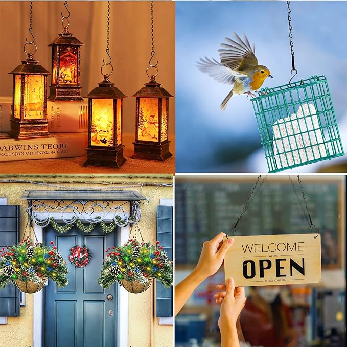 RIFNY 20 Inch Chain for Hanging Plants, Black Small Plant Chains for Hanging Baskets Kits with Hooks for Bird Feeders Planters Billboards Lanterns Wind Chimes Ornaments Outdoor Indoor Use (10 PCS)