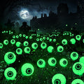 BrizLabs 8 Pack 48 LED Halloween Solar Lights, 2 Modes Outdoor Halloween Eyeball Pathway Lights, Solar Spooky Light Waterproof, Green Swaying Firefly Lighting for Path Yard Garden Lawn