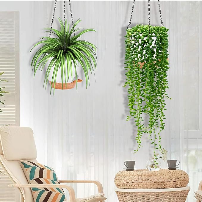 GARDIFE hanging planter, 8 inch hanging planters for indoor. outdoor plants , Self watering plant pot, 2 Pack Large self watering hanging planter (8-White, 8 inch)