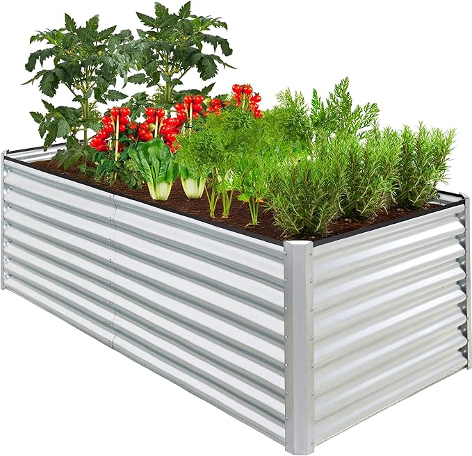 Best Choice Products 6x3x2ft Outdoor Metal Raised Garden Bed, Deep Root Box Planter for Vegetables, Flowers, Herbs, 269 Gallon Capacity, 100% Non Toxic Materials - Galvanized