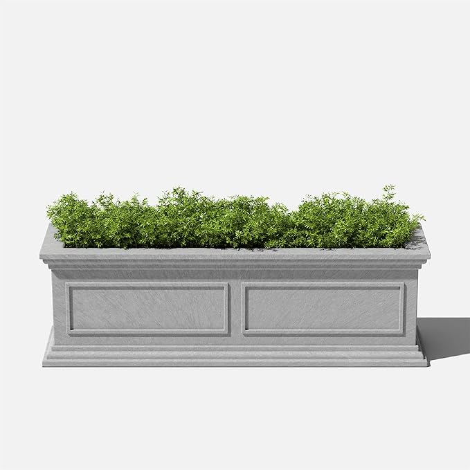 Veradek Brixton Window Box Plastic Planter - Large Rectangular Planter for Outdoor Balcony/Windowsill | Crack-Resistant All-Weather | Classic Estate Design for Flowers, Herbs, Succulents