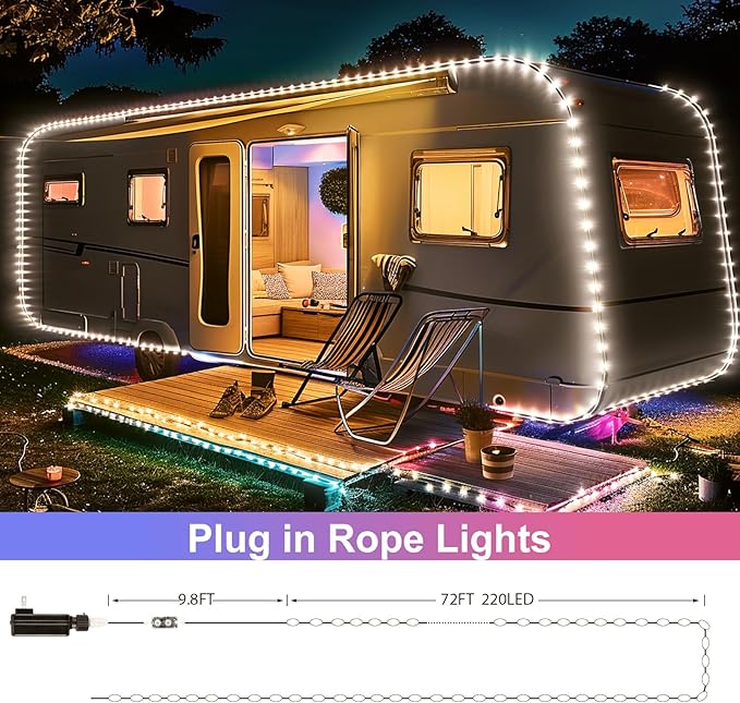 Minetom Color Changing Rope Lights: 72 Ft 220 LED Outdoor String Lights with Plug | Big Twinkle Lights for Bedroom Wedding Patio Garden Christmas Decor | 16 Colors