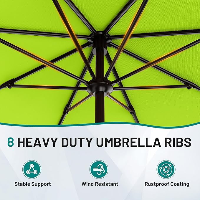 AreShark 9 FT Patio Umbrella for Outdoor, Outdoor Umbrella with Push Button Tilt and Crank, Outdoor Patio Umbrellas with 8 Sturdy Ribs for Market, Garden, Deck, Backyard, Pool (Apple Green)