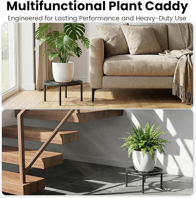 TOSKING 2-Pack Plant Stands - Heavy Duty Low Plant Stand, No Assembly Required Risers for Potted Plants Indoor and Outdoor, Ready to Use(11.81" Diameter)