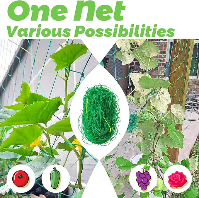 6.5x10FT Plant Trellis Netting,Garden Climbing Grow Net Heavy Duty Polyester Square Mesh Nets for Vining Plant,Tomato,Cucumber,Grape,Fruits,Vegetable