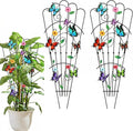 LEIFIDE 2 Pcs 33in Plant Trellis for Climbing Plants Indoor, Butterfly Expandable Large Metal Trellis for Potted, Heavy-duty Tall Rustproof Houseplant Support for Flowers Vine Ivy Pothos Hoya Monstera