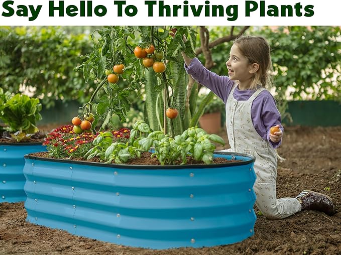 Plant & Plot Galvanized Raised Garden Beds Outdoor // 4×2×1 ft (2-Pack) Planter Raised Beds for Gardening, Vegetables, Flowers (Teal) // Large Metal Garden Box