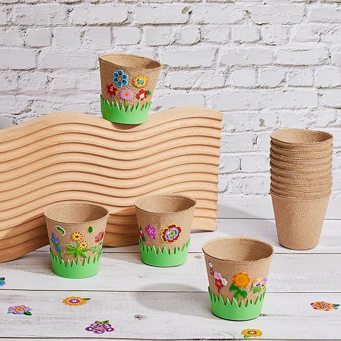 Jecery 30 Sets Garden Paper Craft Kit DIY Foam Flower Pots, Flower Planting and Growing Kit for Spring Summer Early Graduation DIY Crafts