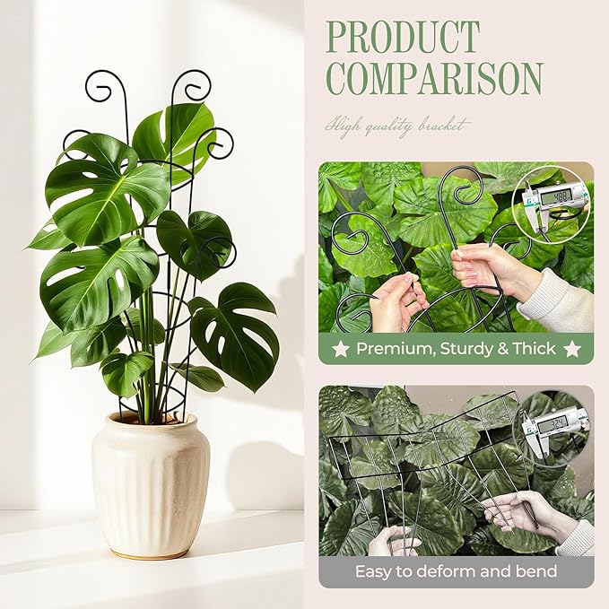 4 Pack 30 Inch Tall Metal Plant Trellis for Climbing Plants Indoor - Rustproof Garden Trellis for Potted Houseplants, Sturdy Support for Ivy, Pothos, Monstera, Hoya & Flower Vines
