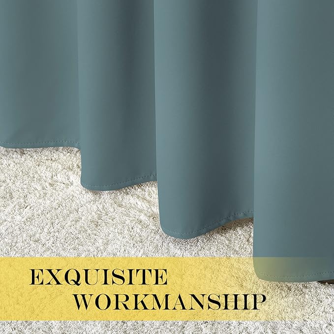 NICETOWN Sliding Glass Door Curtain - Grommet Extra Wide Window Treatment Thermal Curtain Energy Saving Sleep Out Curtain for Kids Room/Living Room (Greyish Blue, W100 x L95, 1 Panel)